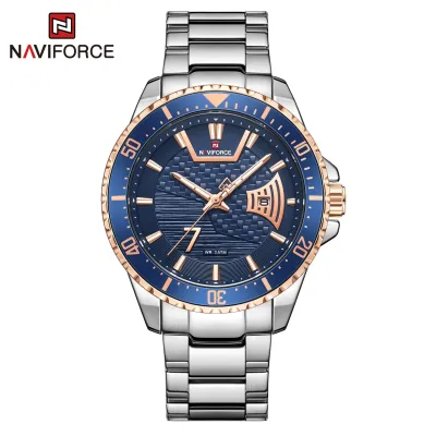 NAVIFORCE NF9191 Men Business Quartz Wristwatch Stainless Steel Sport Military Date Week Waterproof Male Clock